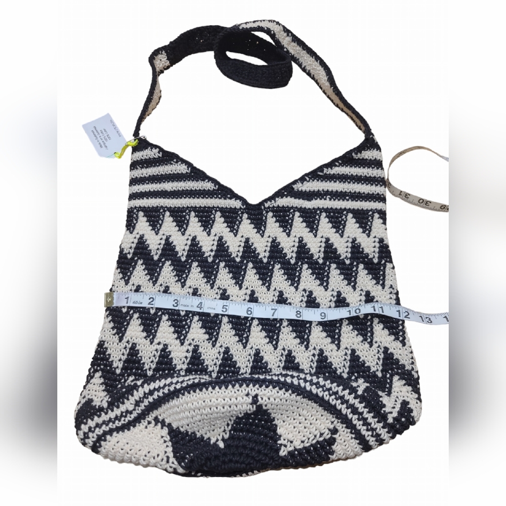 STELLA 9 ANTHROPOLOGIE BUCKET BAG PURSE WOMENS BOHEMIAN CROCHET HOBO GUATEMALAN - Picture 11 of 14